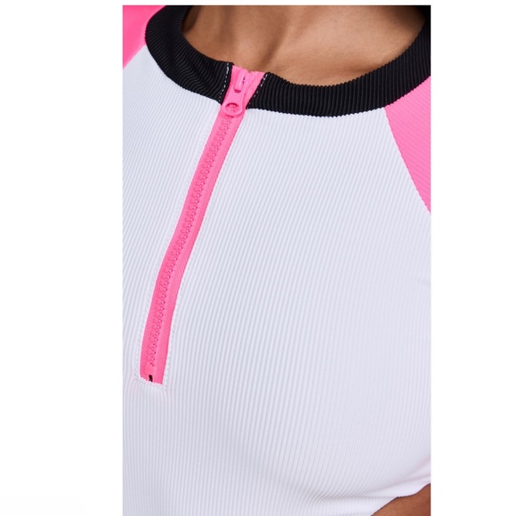 Beach Riot Bethany Rash Guard Swimsuit in Black Pink Colorblock size Large - Picture 4 of 14